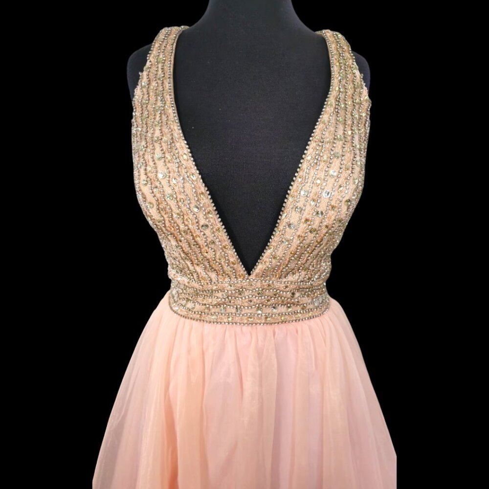 Terani Couture Embellished Deep V-neck Ballgown - Picture 2 of 7